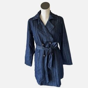 NWT CHICO’s DENIM TRENCH TIE WAIST JACKET IN HERITAGE INDIGO